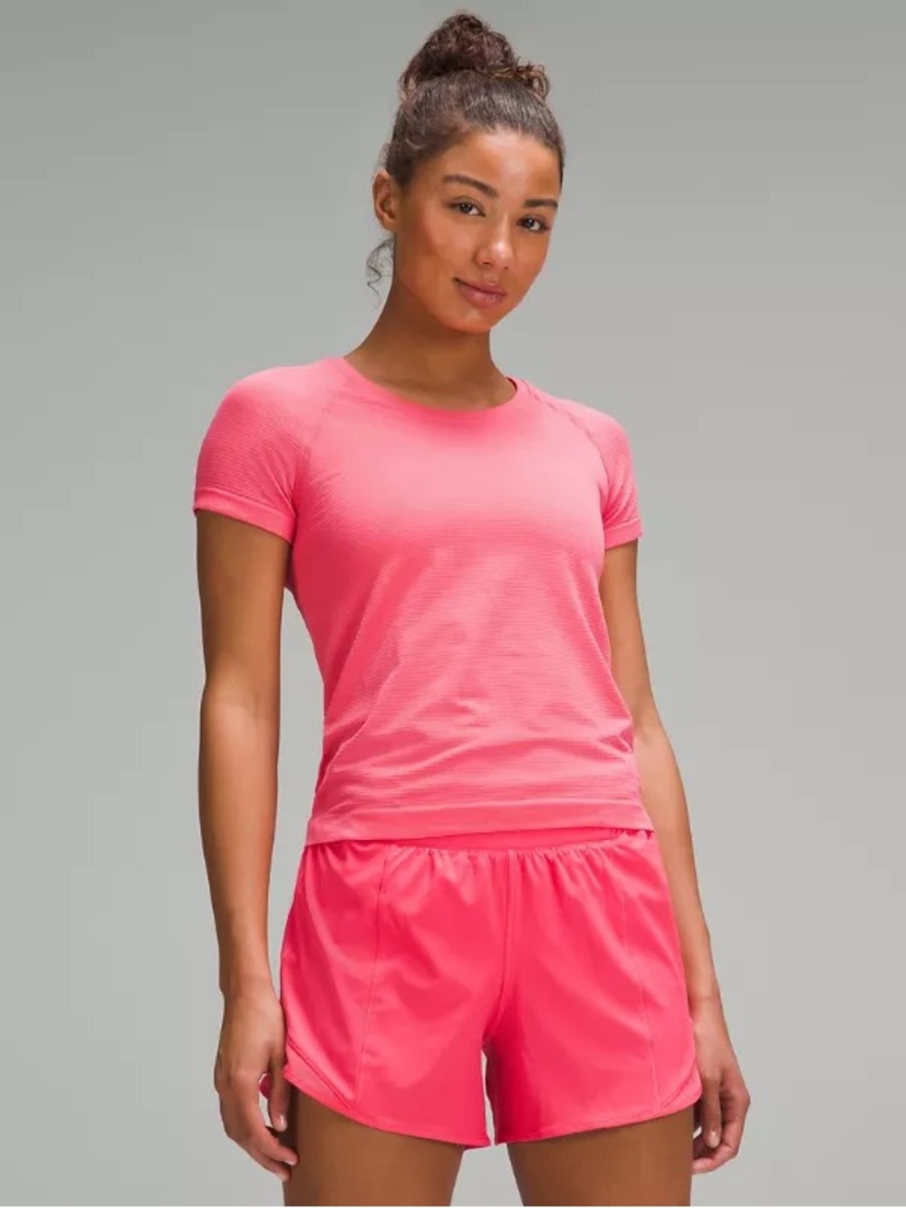 Pink Swiftly Tech Short Sleeve 2.0 top, Waist length